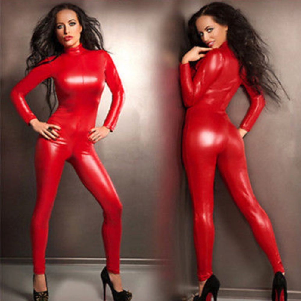 Faux leather catsuit Halloween Costume